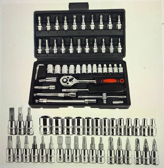 46Pcs socket wrench set with ratchet